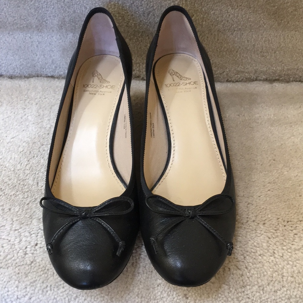 Black Saks Leather Wedges